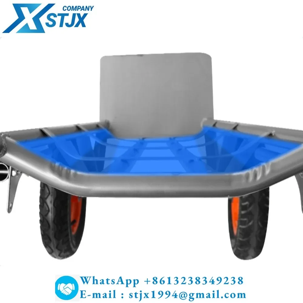 Thickened curved trolley for pulling and transporting goods