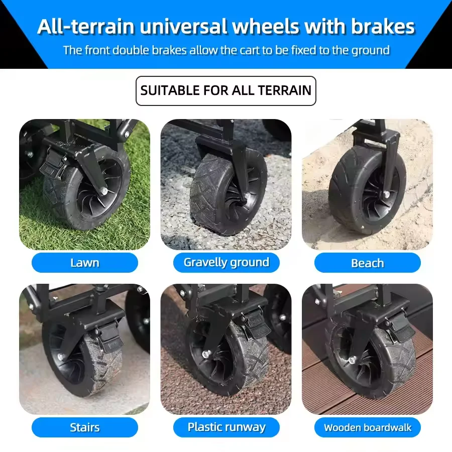 الثقيلة سعة كبيرة عربة أضعاف قابلة للطي للطي فائدة عربة الشاطئ عربة في الهواء الطلق عربة المحمولة حديقة عربة التخييم #6