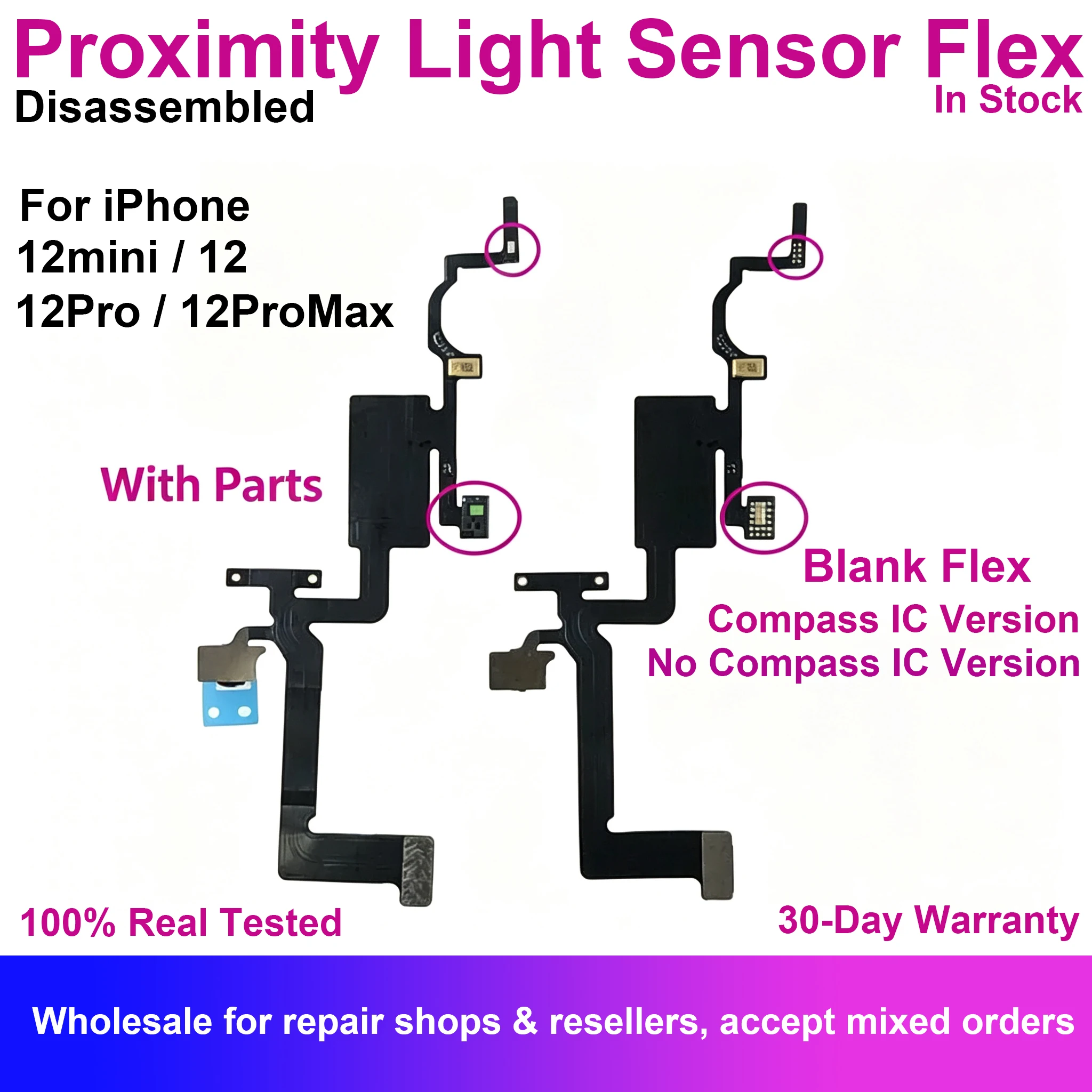 Earpiece Proximity Light Face ID Sensor Flex Cable For iPhone 12 Pro Max Mini Mic Microphone No Speaker Replacement Repair Parts