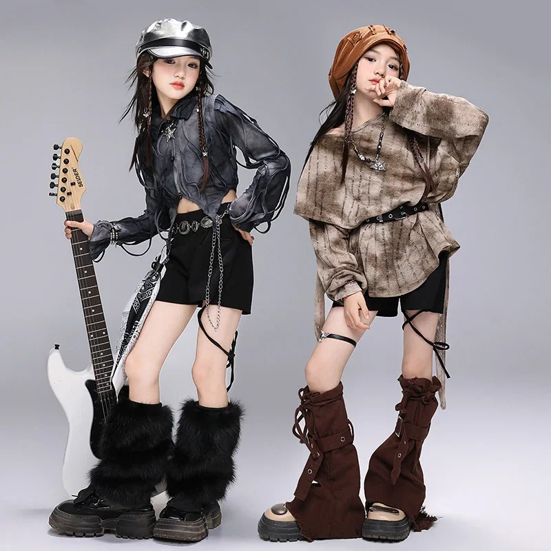 Costumes de scène de Jazz pour filles, tenues de danse Hip Hop Cool, ensembles de vêtements de spectacle Kpop, costume de danse de rue de groupe, tenues haut court