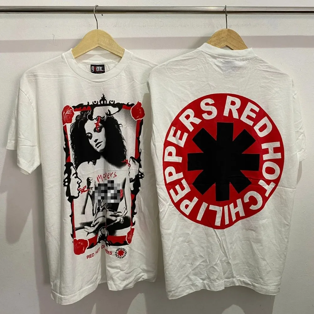 Red Hot Chili Perppers Printed T-shirt Men Women Streetwear Oversize Heavy Band Graphic Cotton Short Sleeve Female Male Clothing