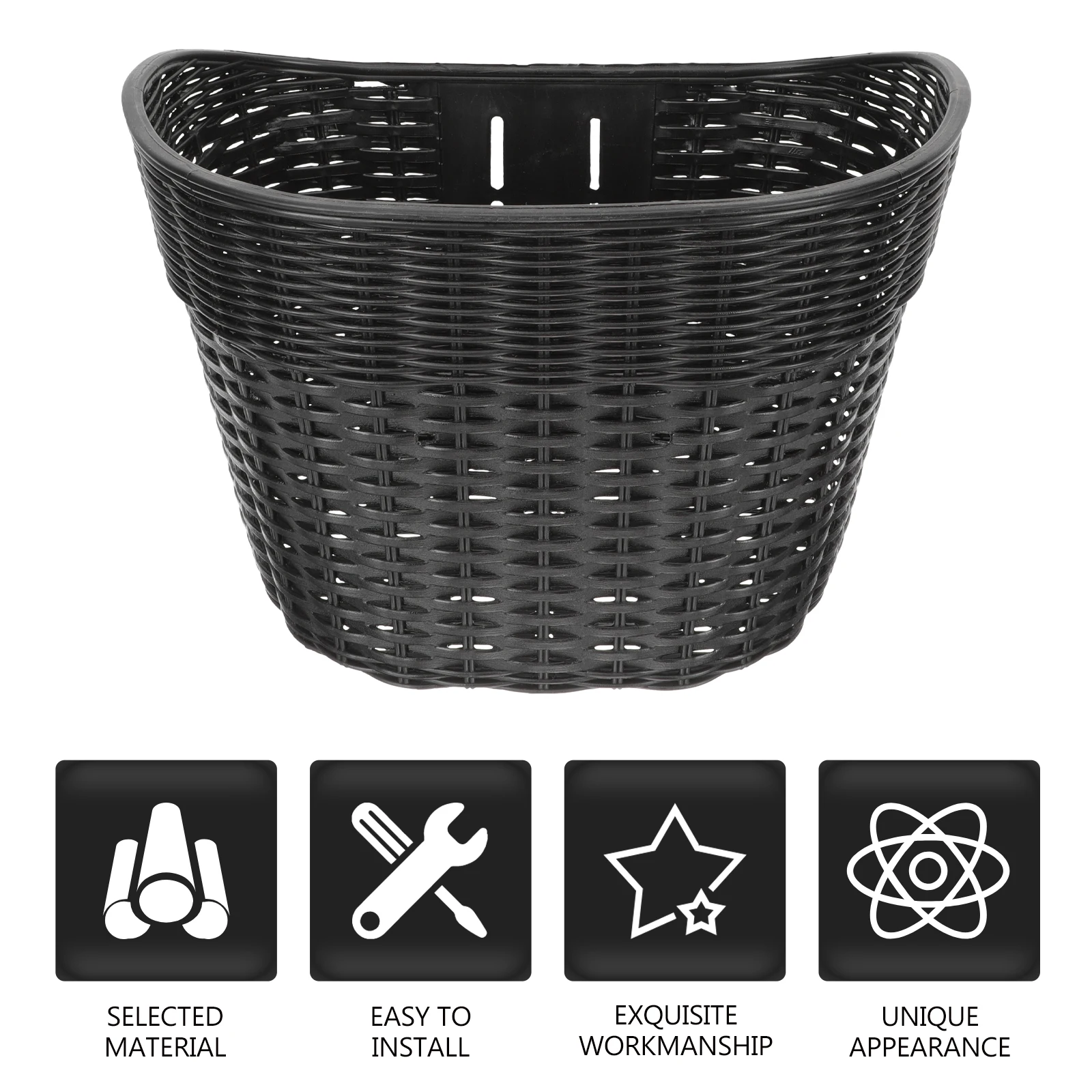 

Vintage Woven Bike Waterproof Aluminum Frame Large Capacity Cycling Handlebar Storage Basket Universal Front Anti-Rust Thickened