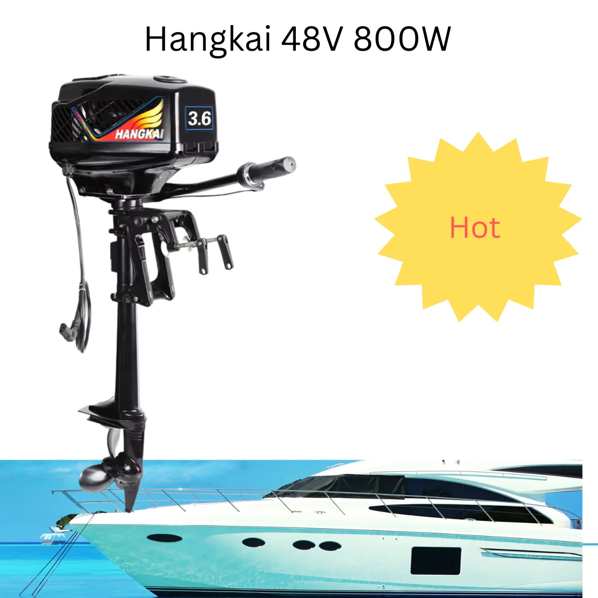 HANGKAI 3.6HP Brushless Electric Outboard Motor 48V 800W Output for Fishing Boat - New Model