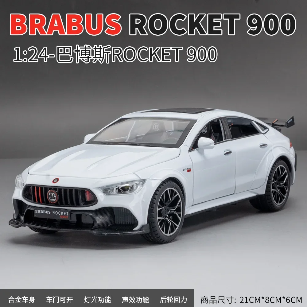 1:24 Mercedes-Benz BRABUS ROCKET 900 Street car version Alloy Metal Diecast Car Model Sound Light Car Collection Kids Gift Toys