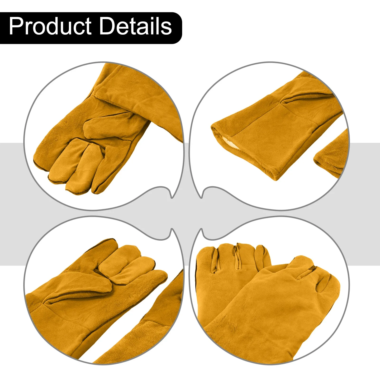 

1 Pair Of Cowhide Flame-retardant Welding Work Gloves Heat-proof Metal Welding Protector Anti-cut Fire Retardant Woodstove