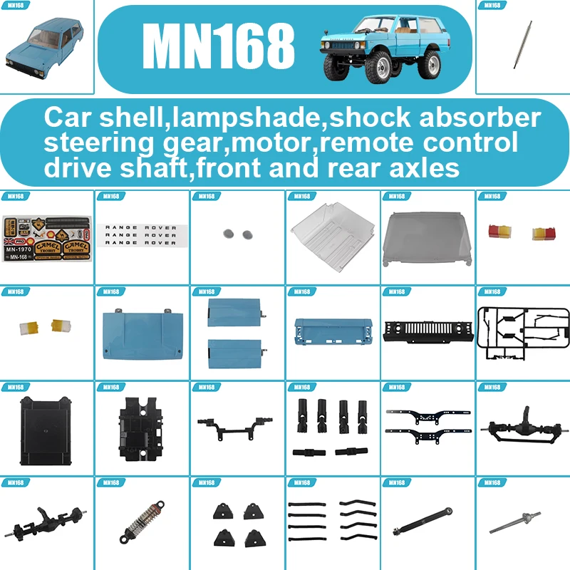 MN MN168 Original RC Car Parts Housing Front and Rear Bridge Electric Modulation Receiver Connecting Rod Girder Motor Wave Box