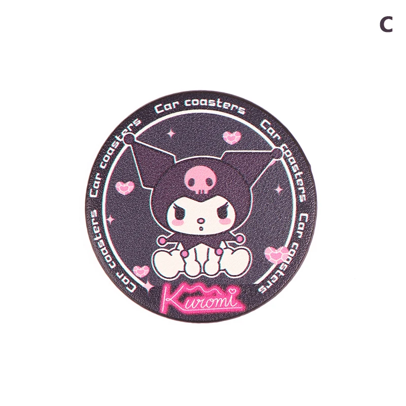 

Sanrioed Anime Pachacco Kuromi Car Coaster Water Cup Bottle Holder Anti-Slip Pad Mat Car Accessories Gift