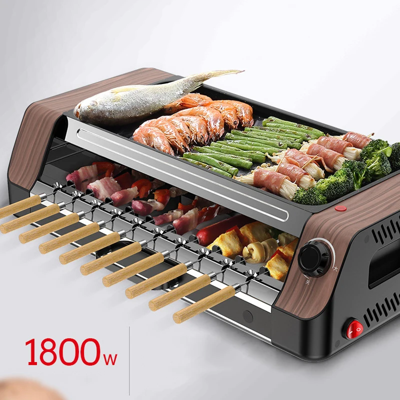 Macchina per barbecue rotante automatica senza fumo per uso domestico, barbecue domestico, hot dog, macchina per barbecue con spiedini di montone