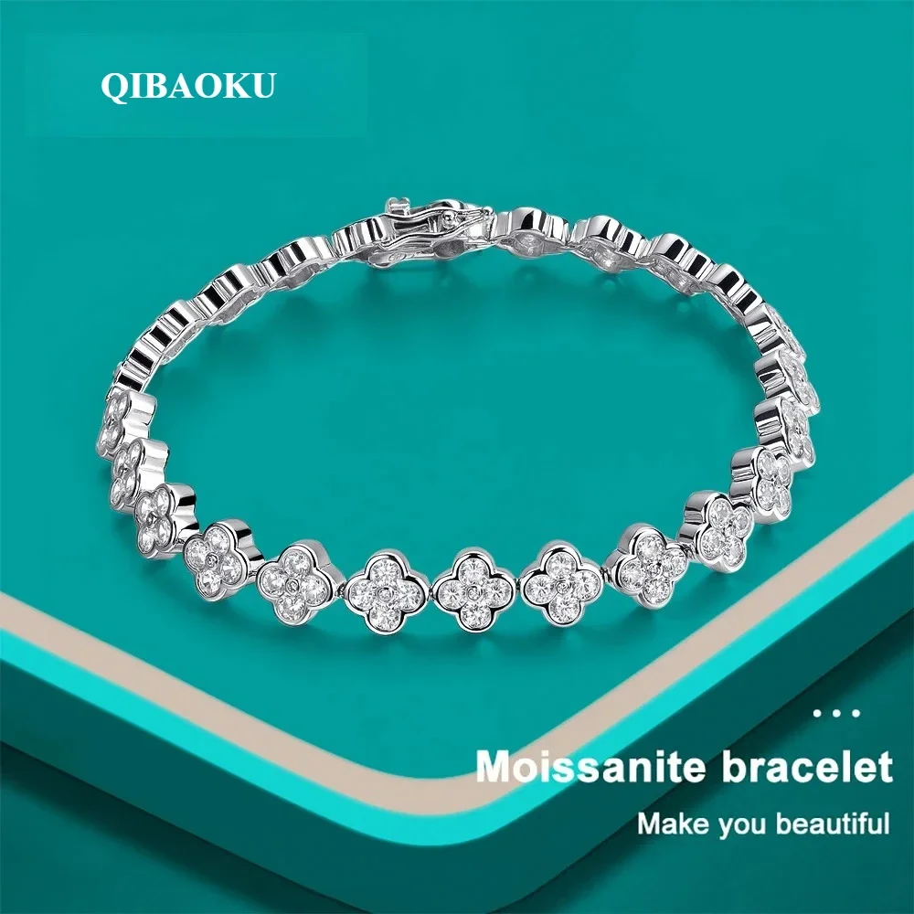 FCGJHW D VVS1 Moissanite Tennis Bracelet 2mm Diamond GRA s925 Sterling Silver Four Leaf Clover Bracelets for Women Gifts 2026