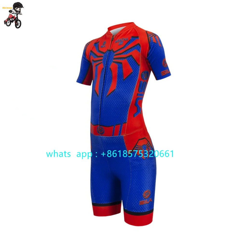 Sila Child Skating Short Sleeve Speed Skating Suit Kids Practice Training Inline Speed Skating Triathlon Race Clothing New 2023