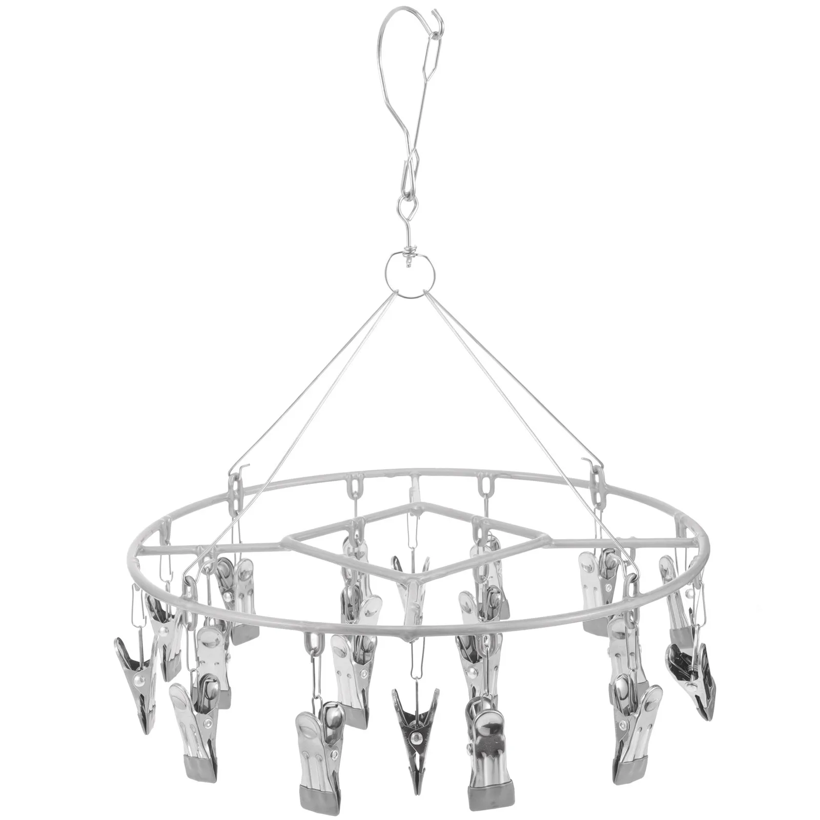 

Windproof Stainless Steel Sock Hanger 20 Clips Laundry Drying Rack Clip Organizer for Socks Underwear Pants Skirts Hat Hanging