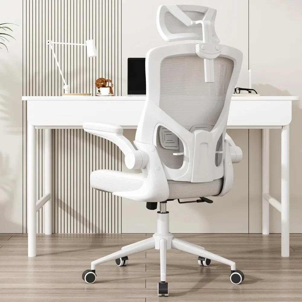 Ergonomic Mesh Desk Chair, High Back Computer Chair- Adjustable Headrest with Flip-Up Arms, Lumbar Support