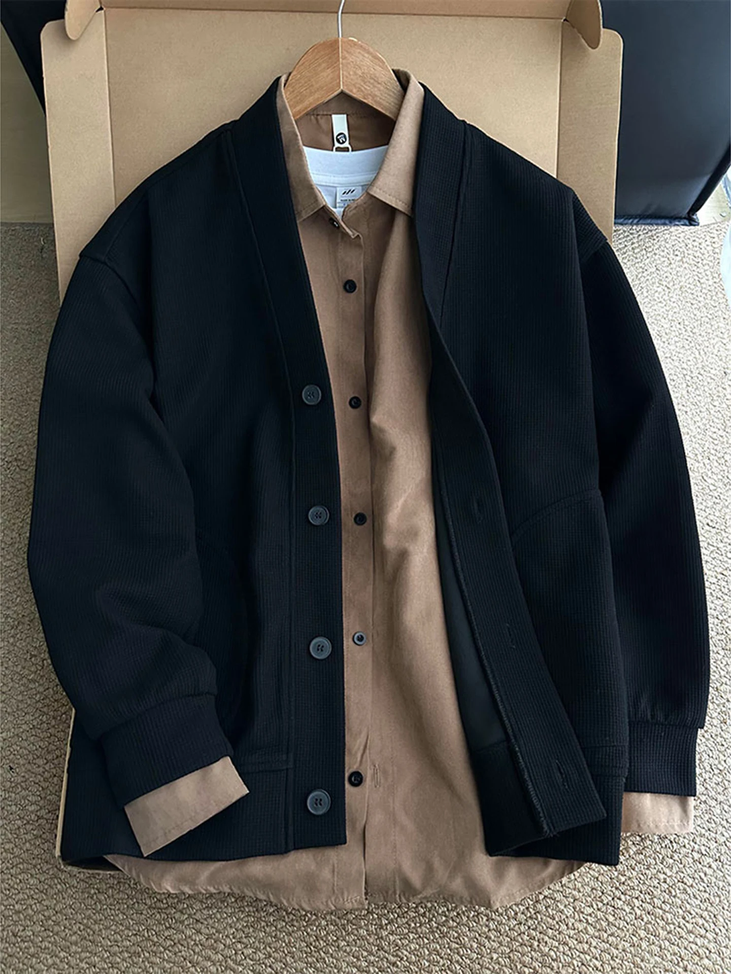 

Мужской вязаный кардиган Bla V-Ne, осенний, в американском стиле, повседневный, элегантный, прямого кроя, высококачественный, в комплекте