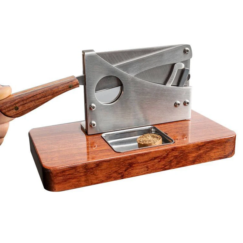 Luxury Pear Flower Wood Metal Cigar Cutter Stainless Steel Blades Classic Table Guillotine Cigar Scissors Accessories Men Gifts