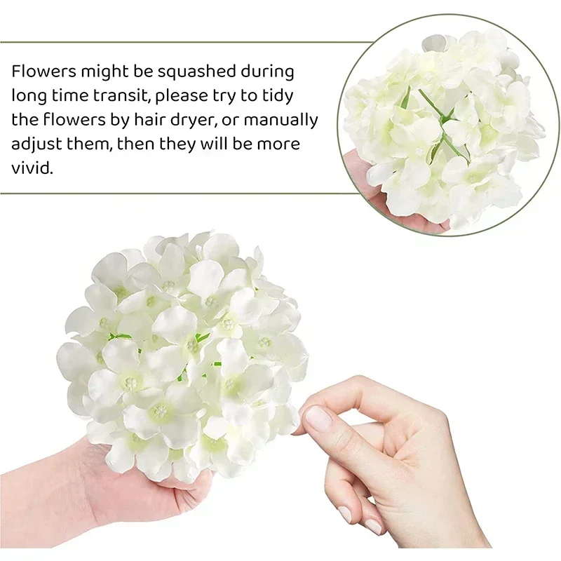 50 Pcs Hydrangea Artificial Flowers with Removable Stems Silk Hydrangeas Heads Flowers for Wedding Centerpieces Party DIY