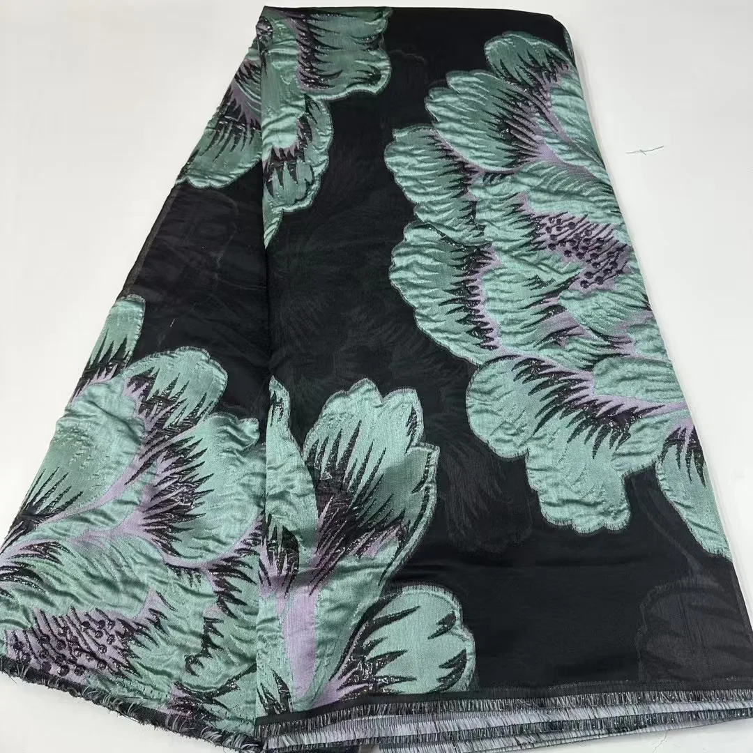 

African Brocade Lace Fabrics French Damask Lace 5 Yards 2025 Latest Nigerian Jacquard for Sewing Women Party Dress HJ6365