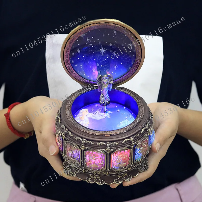 Resin 12 Zodiac Constellations Music Box Retro Vintage Souvenir Gift with Rotating LED Melody