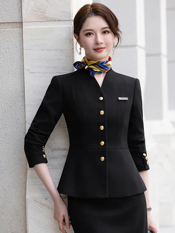 

Elegant Single-Button Suit Set for Women High-End Hotel Professional Workwear Slim-Fit Autumn Fashionable Business Suit