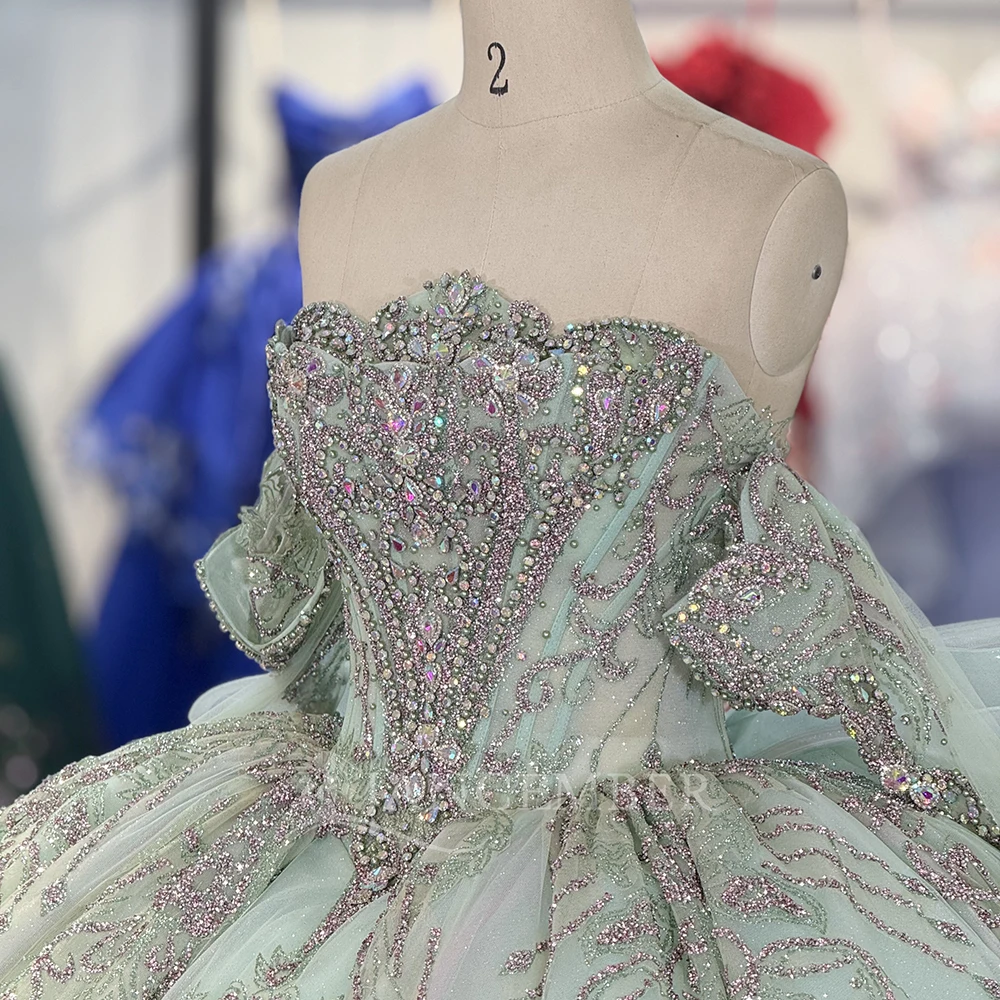 สไตล์ Ball Gown Quinceanera ชุด 15 Ans Lacing up แขนยาว Vestidos De 15 ที่กําหนดเอง vestidos 15 ปี quinceañeras