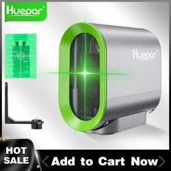 Huepar 2 lines Cross Line Laser Level Horizontal & Vertical Green Beam Self-leveling Pulse Mode with Rechargeable Li-ion Battery