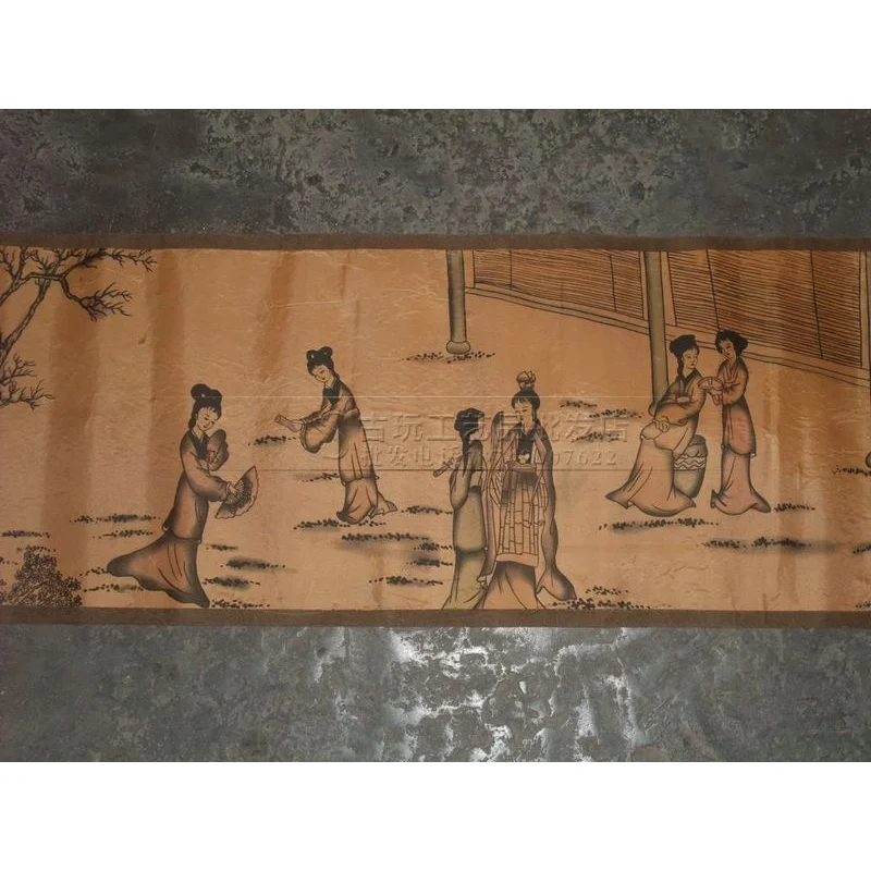 Antique Wholesale Ancient Painting Long Scroll Calligraphy and Painting/Banner Retro Painting Long Roll Painting on Silk Dream o