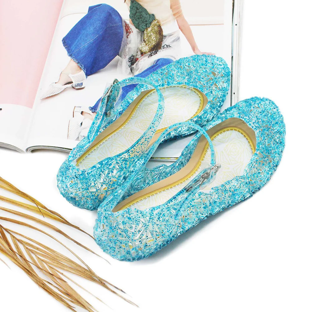 

1Pair Girls Jelly Sandals Creative Colorful High Heel Comfortable Fit Size 31 Sky-Blue for Birthday Gift Tutu Dress Match