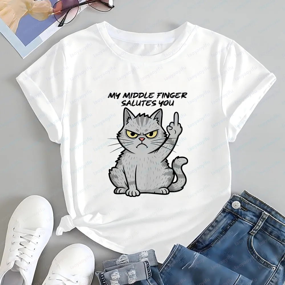 My Middle Finger Salutes You T-Shirt Sarcastic Cat Birthday Gift for Him and Her
