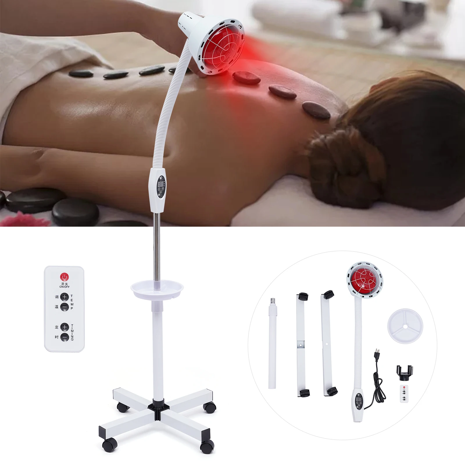 275 W 110 V Near Red Infrared Heat Lamp, with Flexible Arm and Remove Control Standing Lamp, for Relieve Joint and Muscle Aches