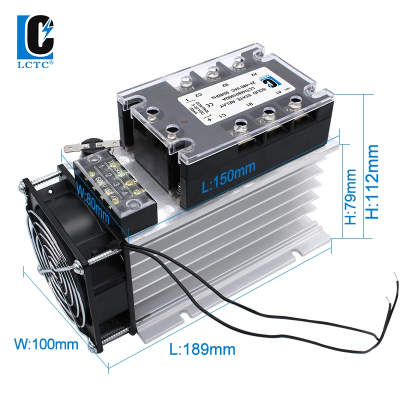 60A 80A 100A 3-32VDC controllo relè a stato solido trifase con radiatore integrato per carico On-Off withc 24-380VAC Zero Cross