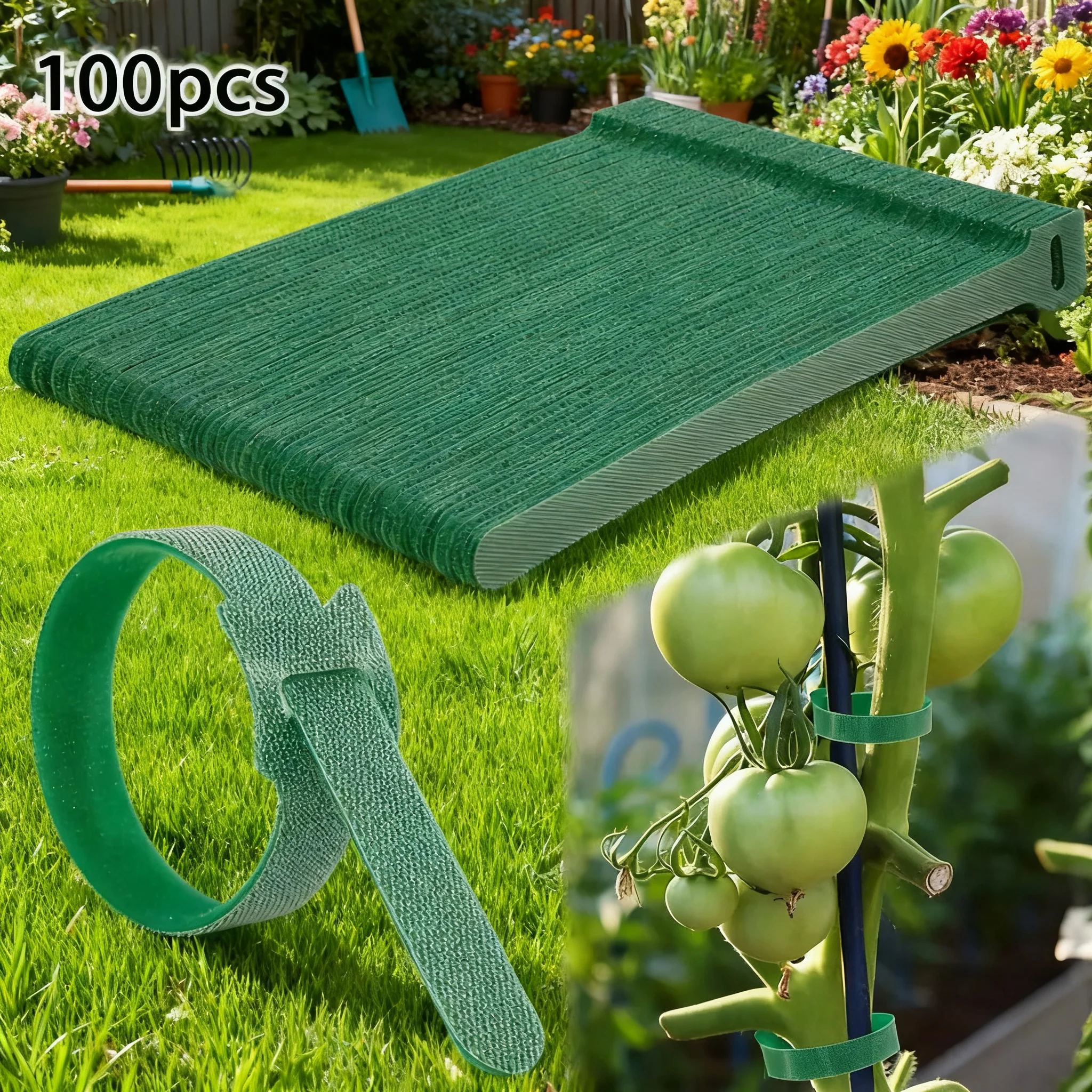 100pcs Reusable Adjustable Non-Slip Nylon Plant Ties with Hook and Loop Fasteners, Ideal for Gardening Applications Tool 2026