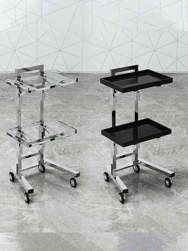 New stainless steel beauty salon car, haircut, haircut, folding special cart, small cart, salon tool, perm and dye cart