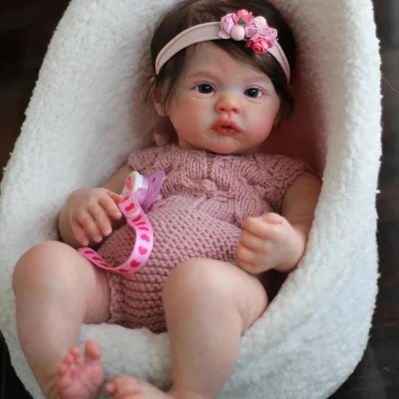 

48CM Meadow Newborn Baby Girl Reborn Doll Soft Cuddly Body Lifelike Soft Touch 3D Skin with Visible Veins Art Doll