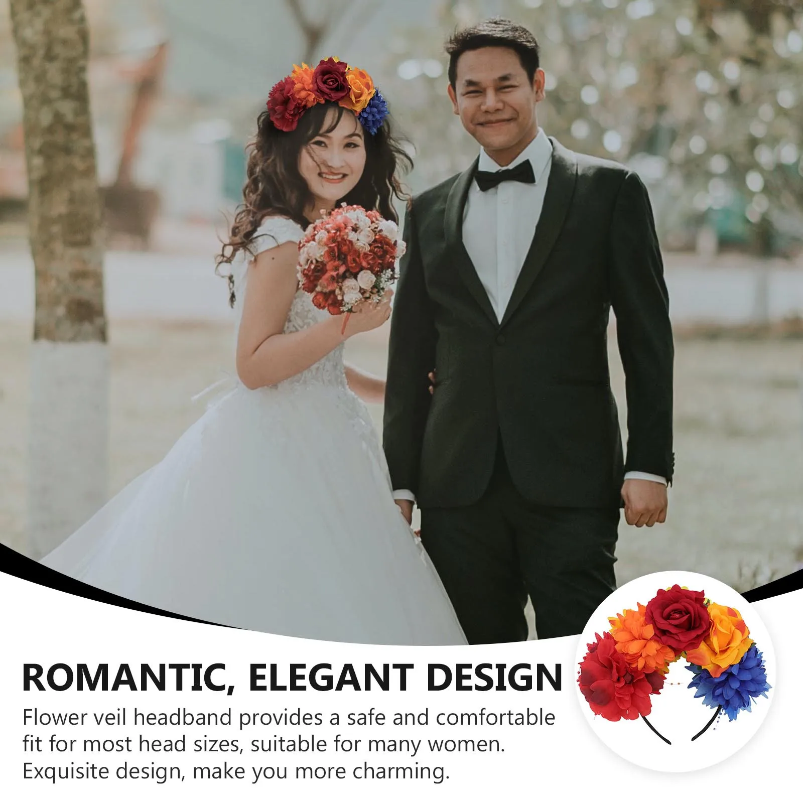 

Simulation Rose Flower Headband Floral Crown for Girls Women Elegant Comfortable Wedding Festival Travel Photography