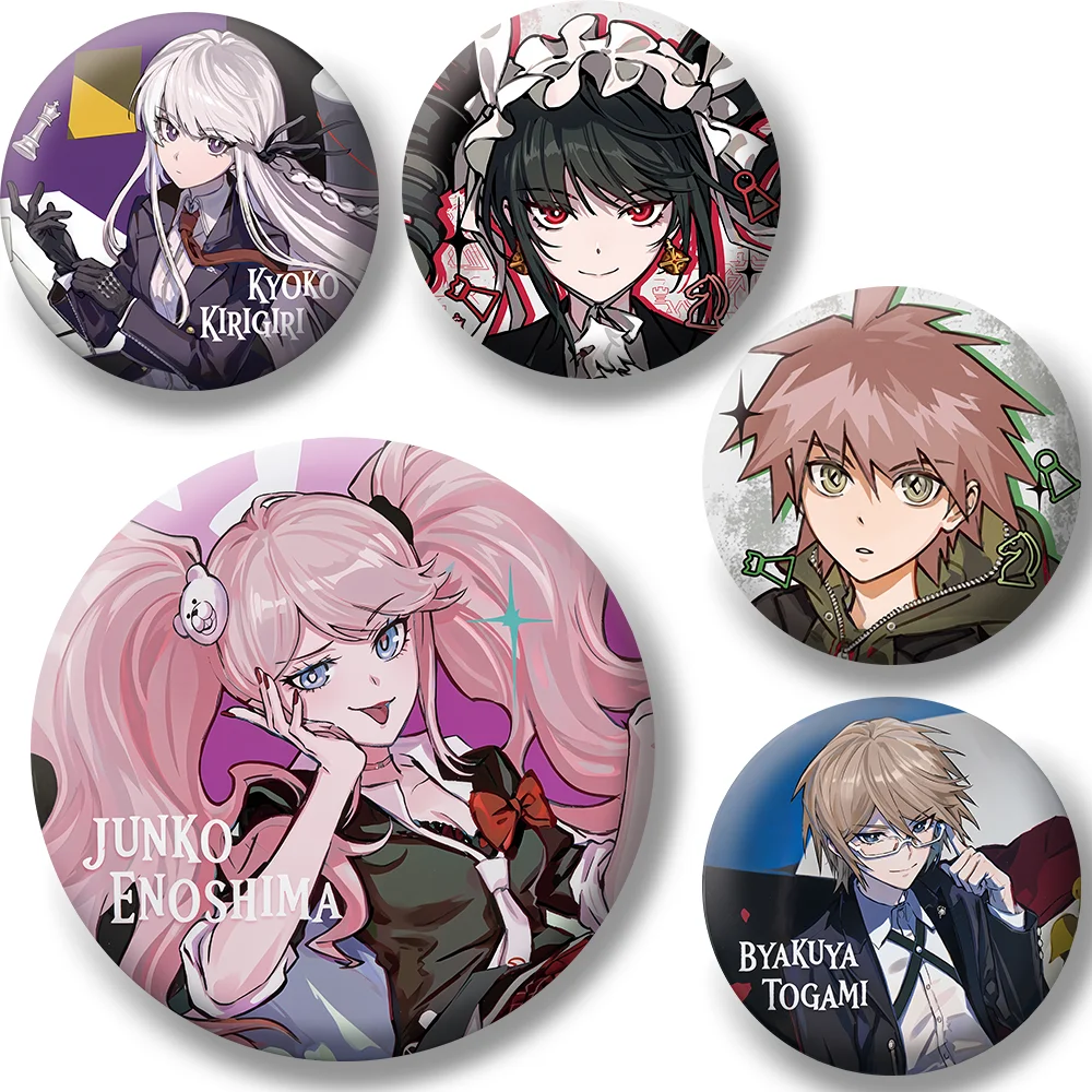 Danganronpa 58mm Acrylic Badge Kyoko Kirigiri Celestia Ludenberg Junko Enoshima Makoto Naegi Byakuya Togami Anime Pin Keychain