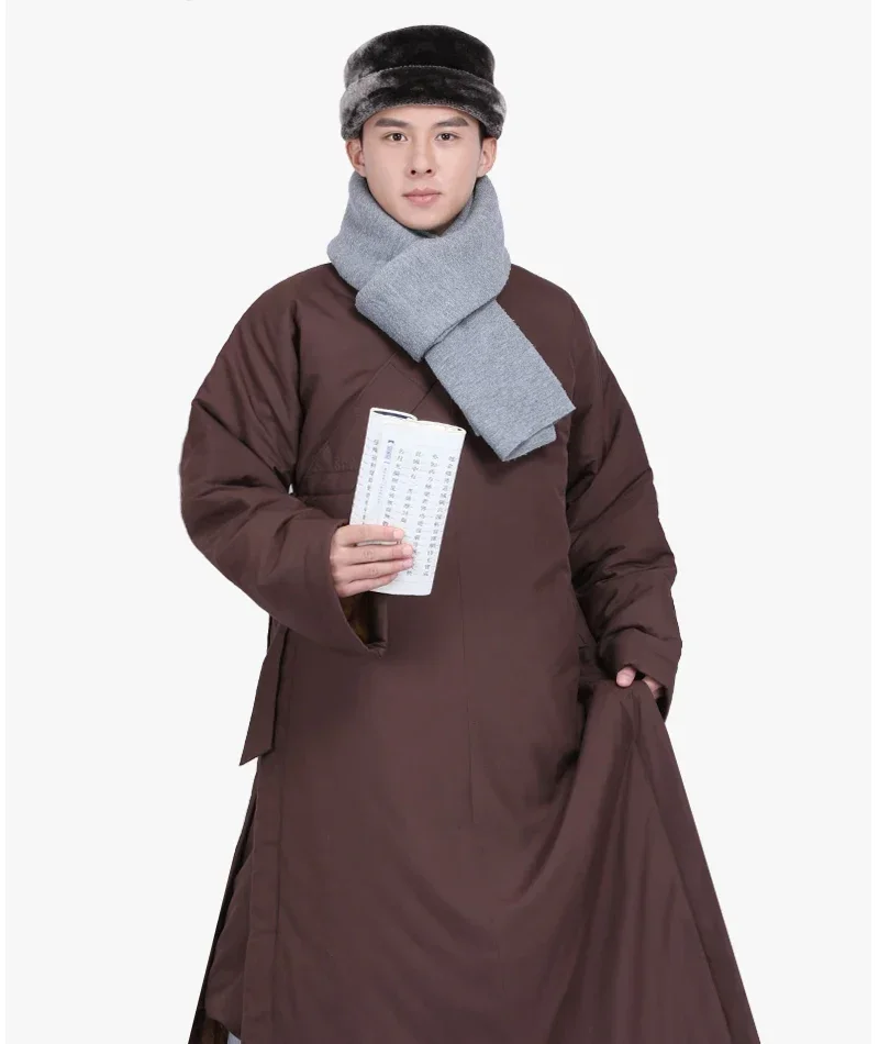 Monk Clothes Zimowa ocieplana kurtka Pogrubiona długa kurtka Męska i żeńska bawełniana kurtka z podszewką do medytacji Krótki zestaw