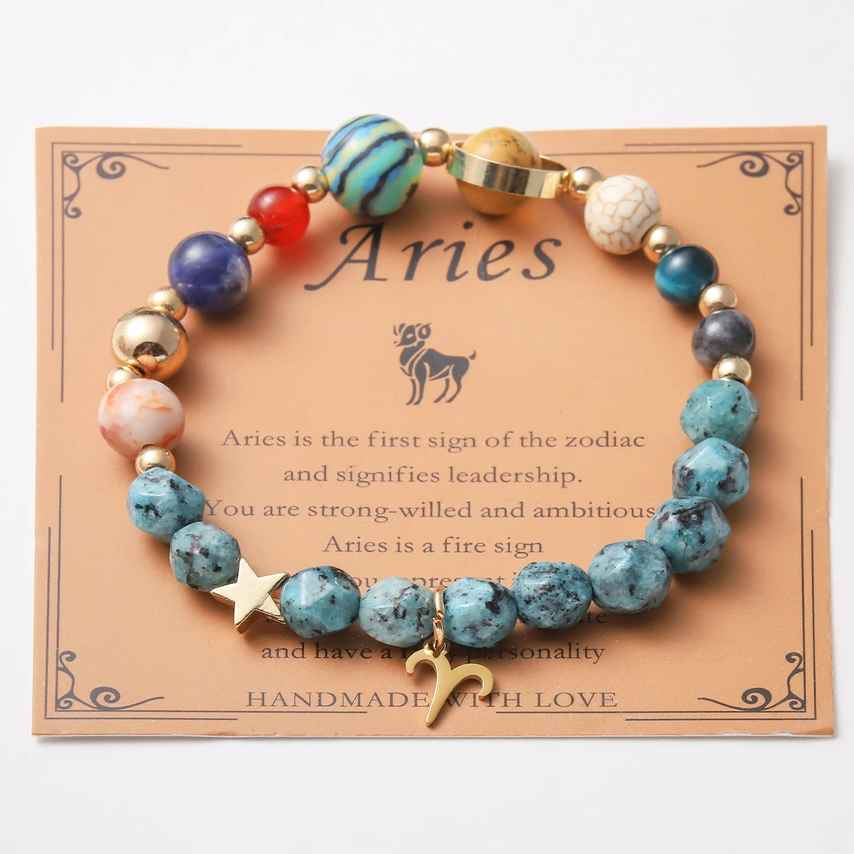 

12 Zodiac Signs Bracelet with Eight Planets - Virgo Capricorn Taurus Pisces Cancer Bead Planet Couple Bracelet Direct Wholesale