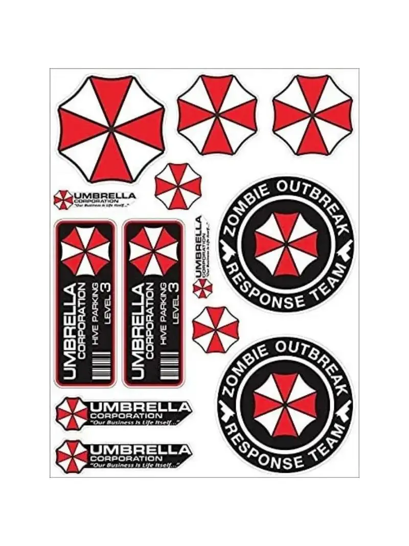 AliExpress NONE For A4 Umbrella Corporation Set Zombie Sticker Decal Pegatinas Raccoon City Car Truck Bumper Bike Helmet Notebook