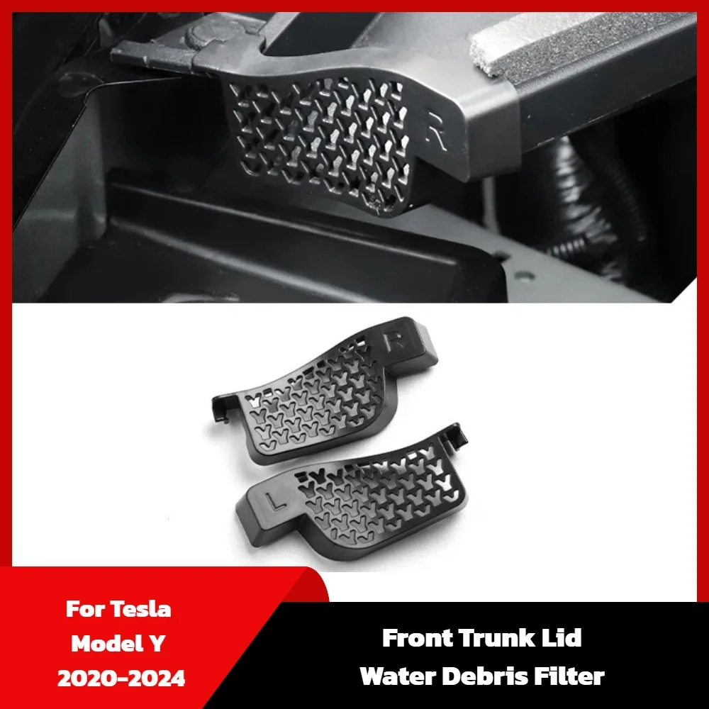For Tesla Model Y 2020-2024 Front Trunk Lid Water Debris Filter Anti-blockage Net Guide Channel Cover Auto Accessories 2PCS