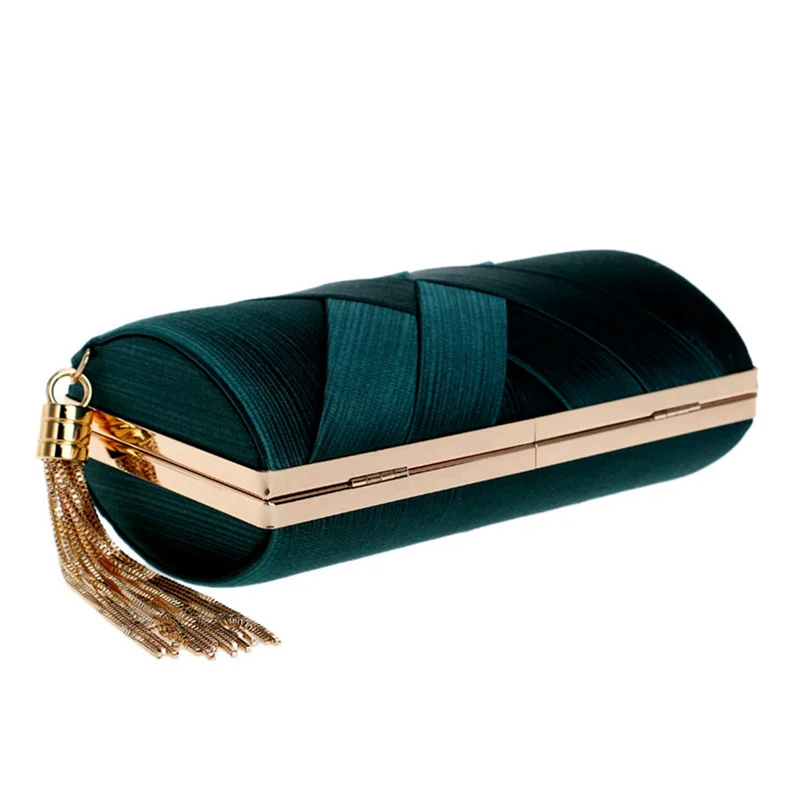 

【SEE】2 Pcs Tassel Fashion Ladies Clutch Bag Shoulder Handbags Female Party Wedding Evening Bag For Phone Purse, Gold & Green