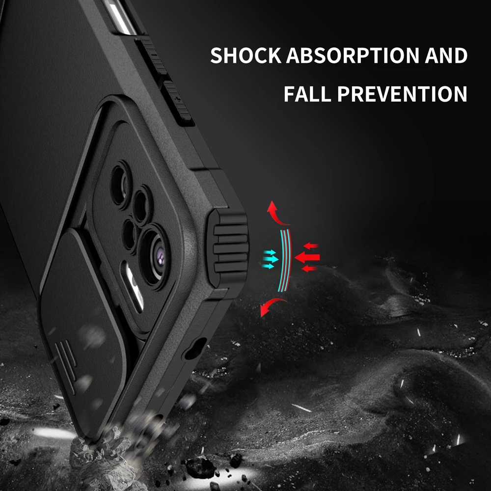 Slide Kamera Rüstung Telefon Fall für Redmi 8 8A 9 9A 9T 10 10X 10C A1 A2 A3 Hinweis 8 9 10 11 12 13 Pro Kunststoff Halter Hard Cover – Detail 6