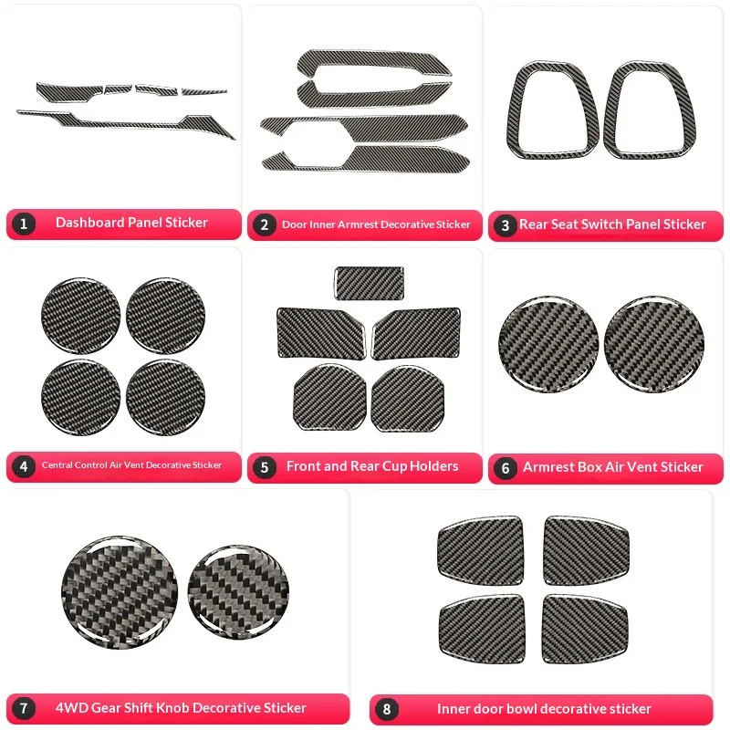 

For 18/19 Jeep Wrangler JL Carbon Fiber Dashboard Gear Shift Panel Interior Upgrade