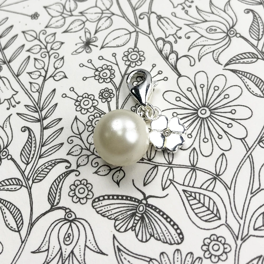 Charm Pendant Pearl & CloverLeaf Women Brand New Trendy 925 Sterling Silver Gift