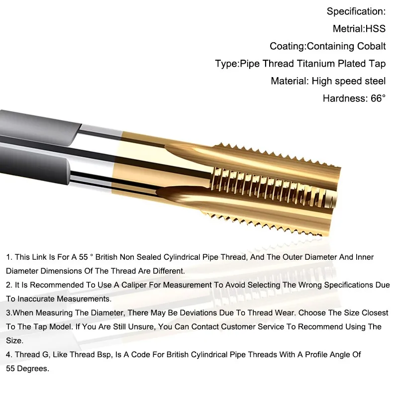 Rohrgewindebohrer aus Edelstahl, Spezialbohrer M35 Kobaltbeschichtet, Titanbeschichtet, Gerade Nut RC PT G Npt1/8 1/4 3/8 1/2 3/4 – Detail 5