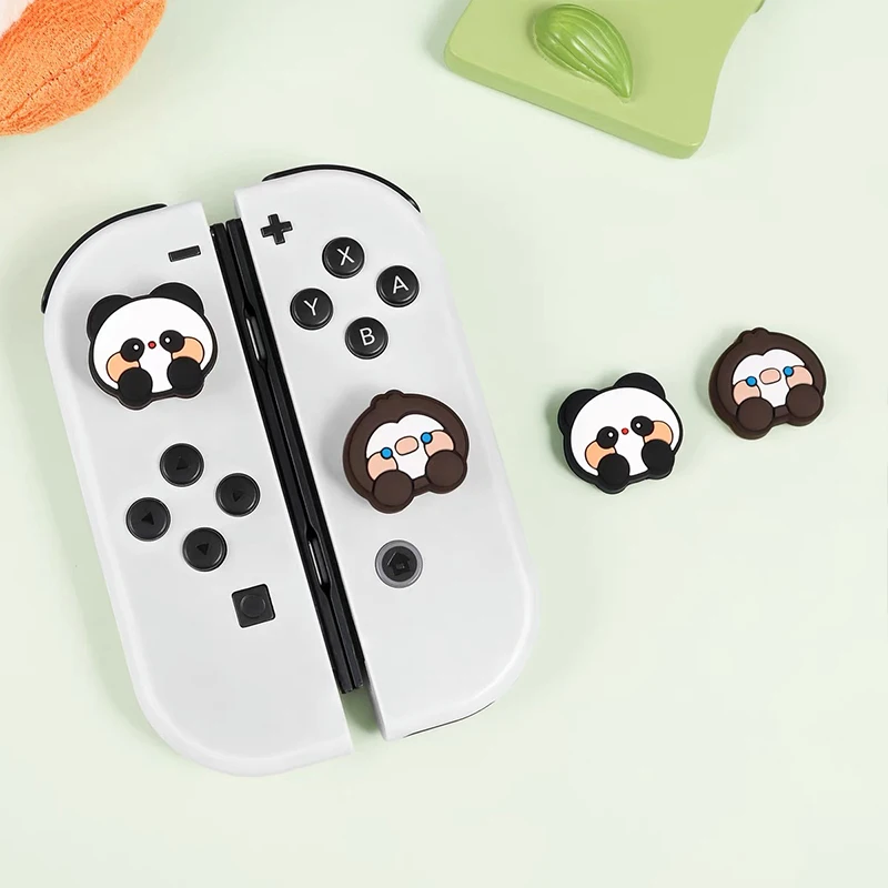 4pcs Kawaii Girls Panda Silicone Analog Thumb Grip Caps For Nintendo Switch OLED/Switch Lite/Switch Joystick Protective Cover