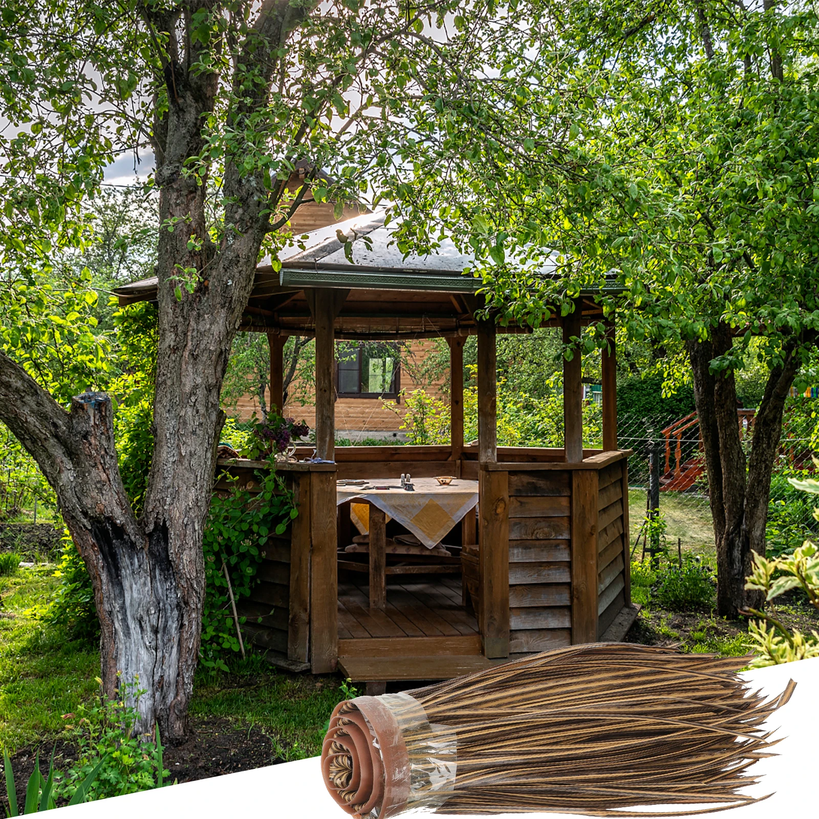 

Simulated Thatch Tile 1m*50 Straw Dark Grey PE Roofing Windproof Sunproof Rainproof Garden Patio Balcony Restaurant
