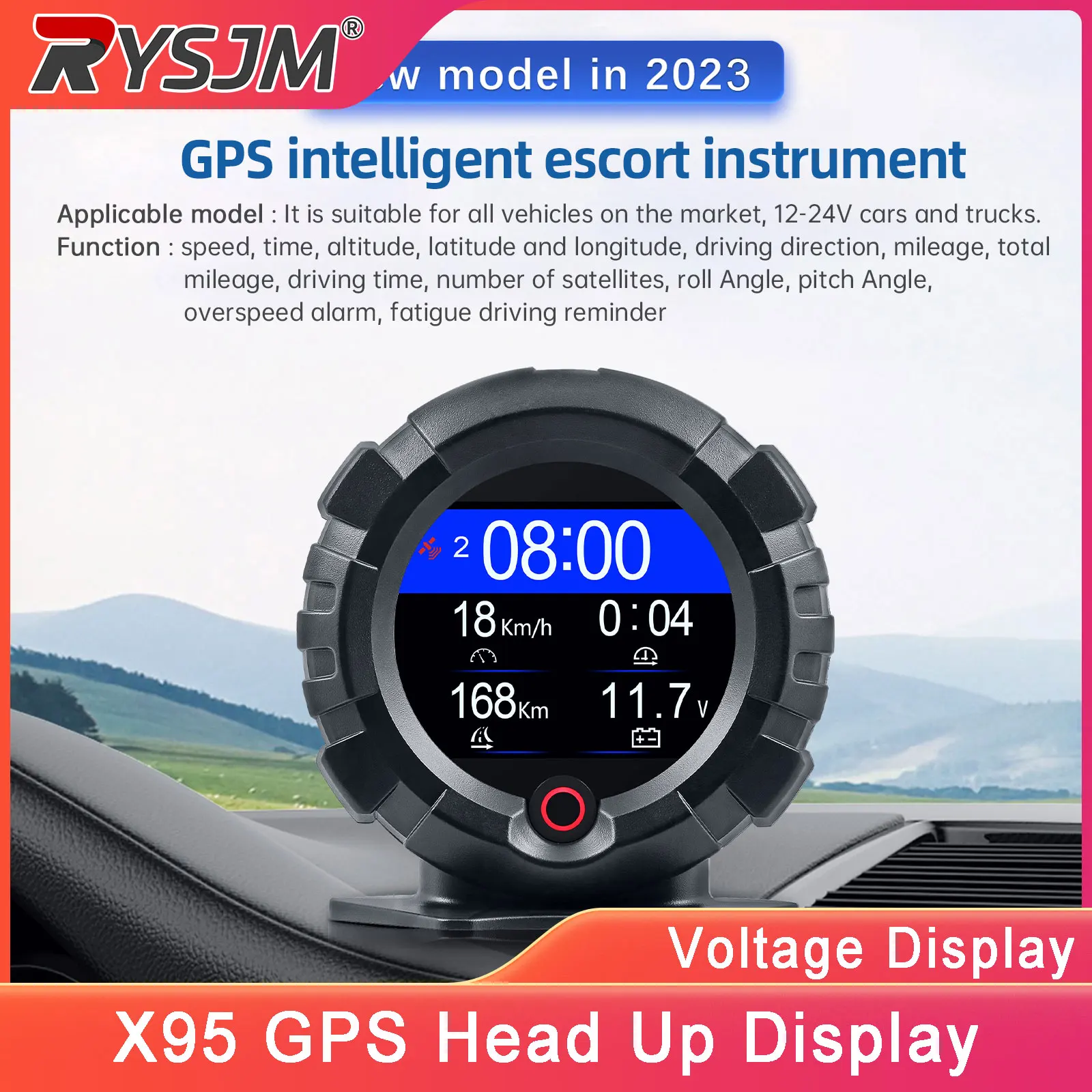  X95 GPS Head Up Display Car Slope Speedometer Gauge 4x4 Off-road Inclinometer Car Pitch Slope Angle Meter Car Accessories