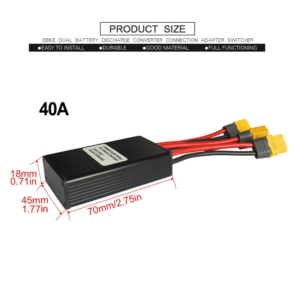 1pc Ebike Dual Battery Discharge Converter Switcher Module Increase Battery Capacity 20A/30/40A Module Balanced Discharge