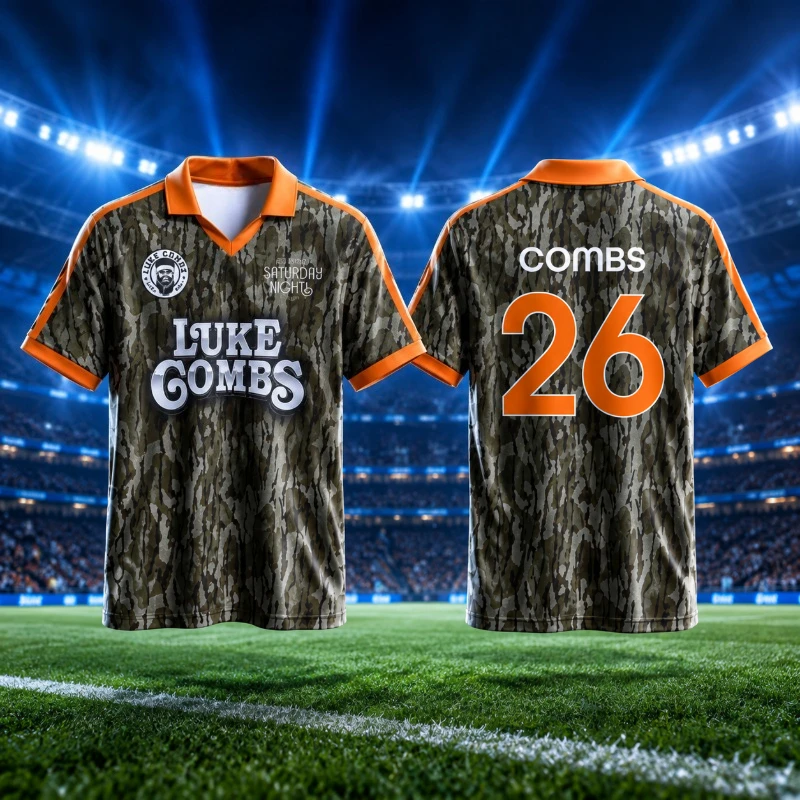 2026-27 New Luke Combs Parent Child Stand Up Collar Knitted 3D Printed Y2K Breathable Casual T-shirt for Daily Training Wear