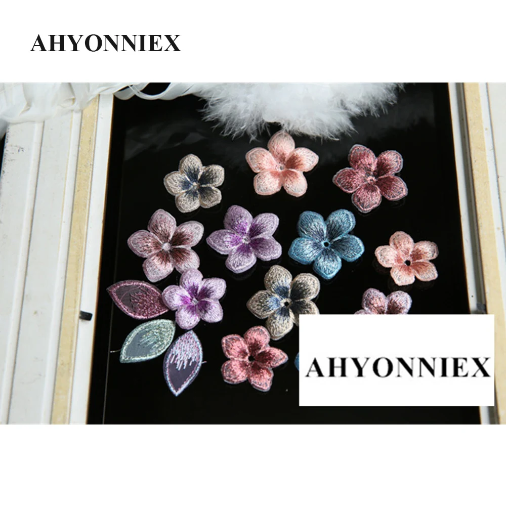 AHYONNIEX 10pcs Cheap Small Flower Patch for Clothes Sewing on Applique Dress Hair Accessories Shoes Bags DIY Decoration Patches