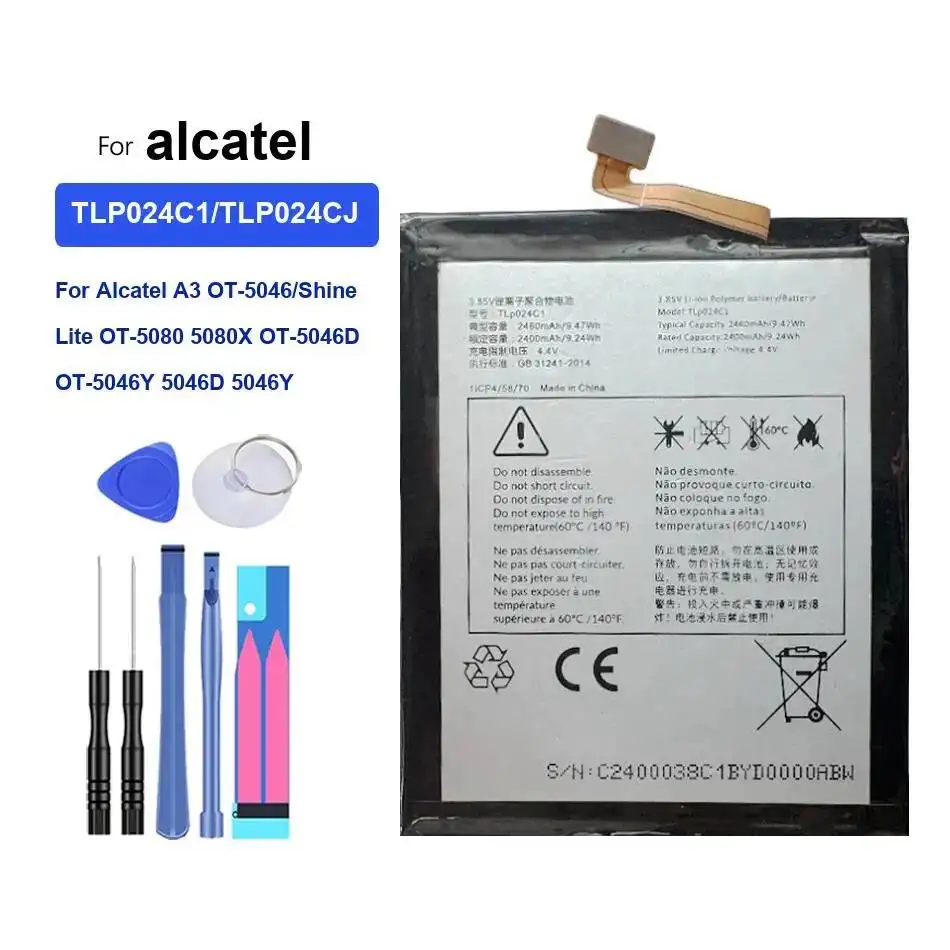 

Mobile Phone Battery Durable TLP024C1/TLP024CJ TLP030JC 2400-3080Mah For Alcatel One A3 9008X OT-5046SHINE XL 9008 Lite